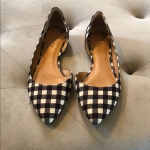 J.Crew factory black and white gingham check flats